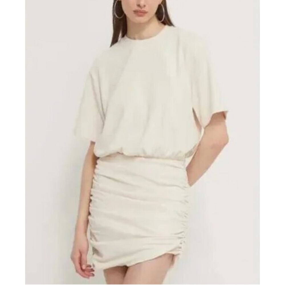 NWT Abercrombie & Fitch Ruched Knit Mini Dress Cream Womens S Minimalist Bodycon
